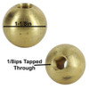 1-1/8in. Diameter Solid Brass Ball with 1/8ips Female Tapped All the Way Through Hole.