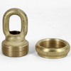 3/8ips - Heavy Duty Brass Screw Collar Loop with Ring - Unfinished Brass