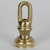 1/2ips - Heavy Duty Brass Screw Collar Long Loop with Ring - Unfinished Brass