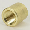 1/8ips Female Threaded - 5/8in X 5/8in Straight Cylinder Coupling/Neck - Unfinished Brass
