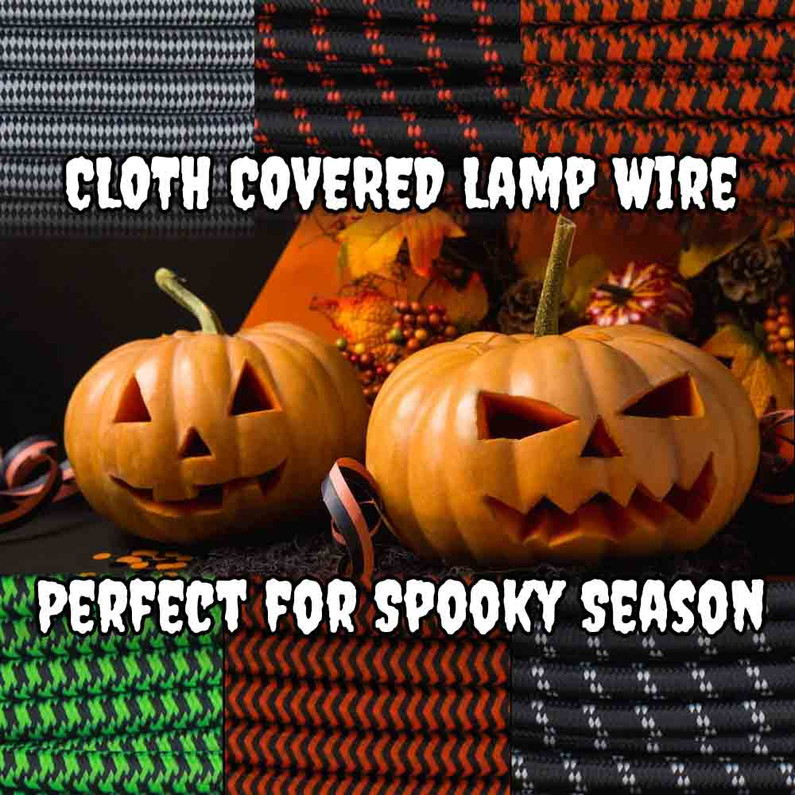 Light Up Your Spooky Season with Grand Brass Lamp Parts' Cloth Covered Lamp Wire!