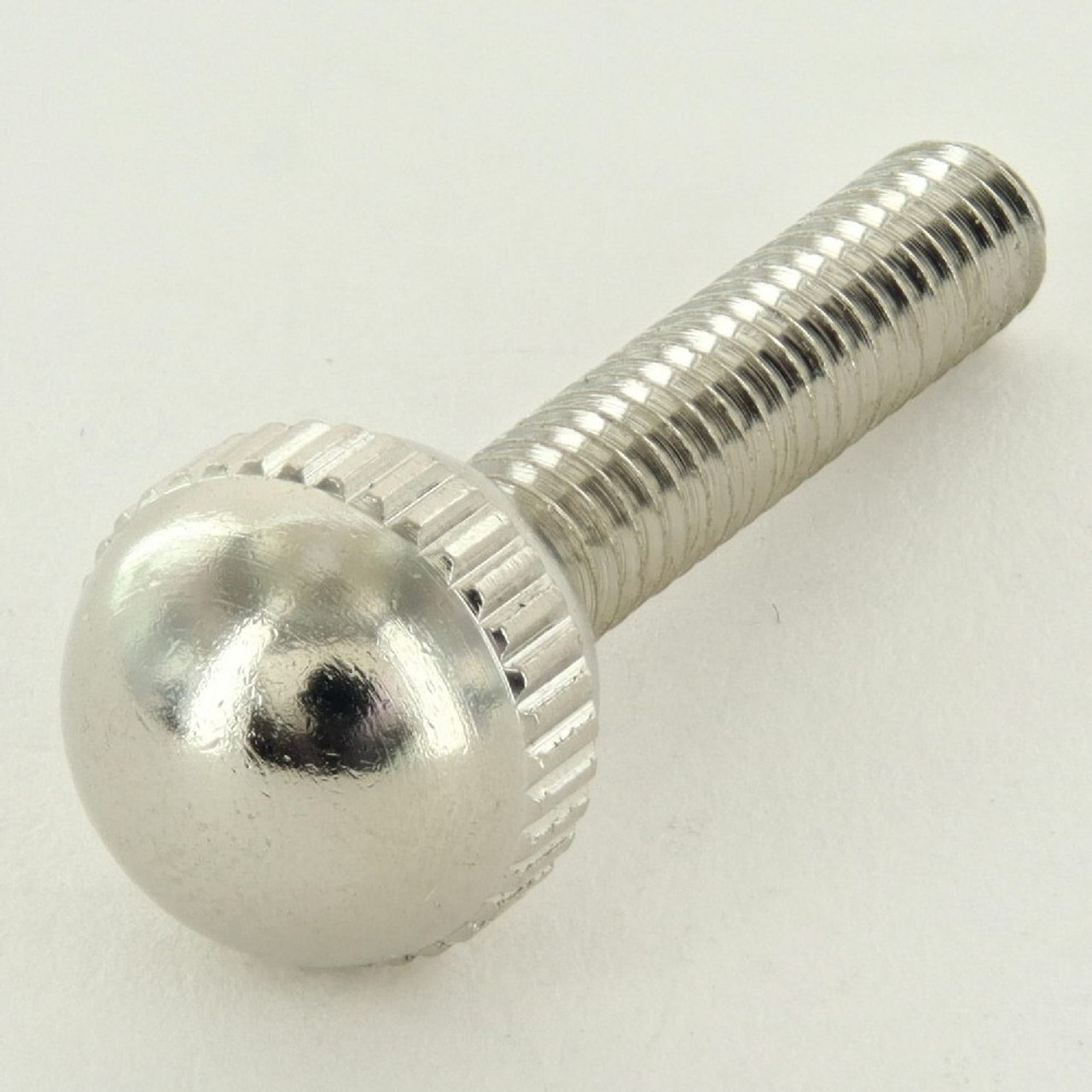 8/32 Thread - 3/4in. Long - Knurled Ball Head Brass Screw - Polished Nickel  Finish