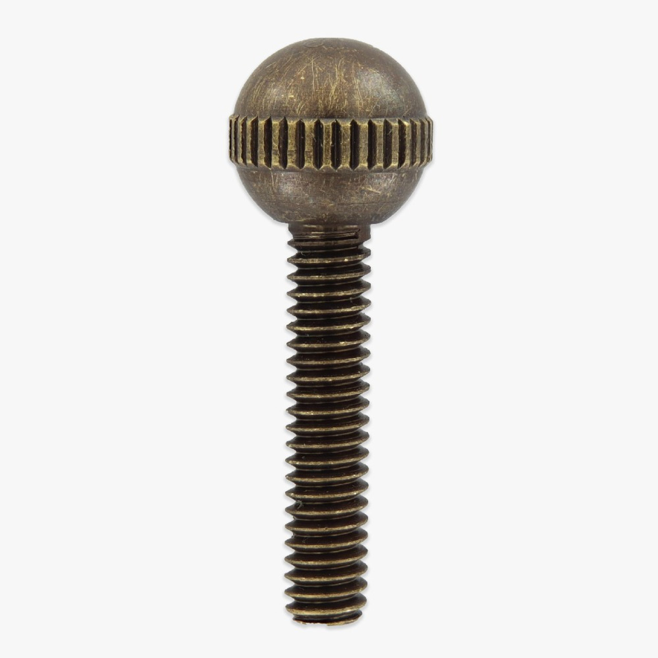 8/32 Thread 3/4in. Long Knurled Ball Head Brass Screw Antique Brass