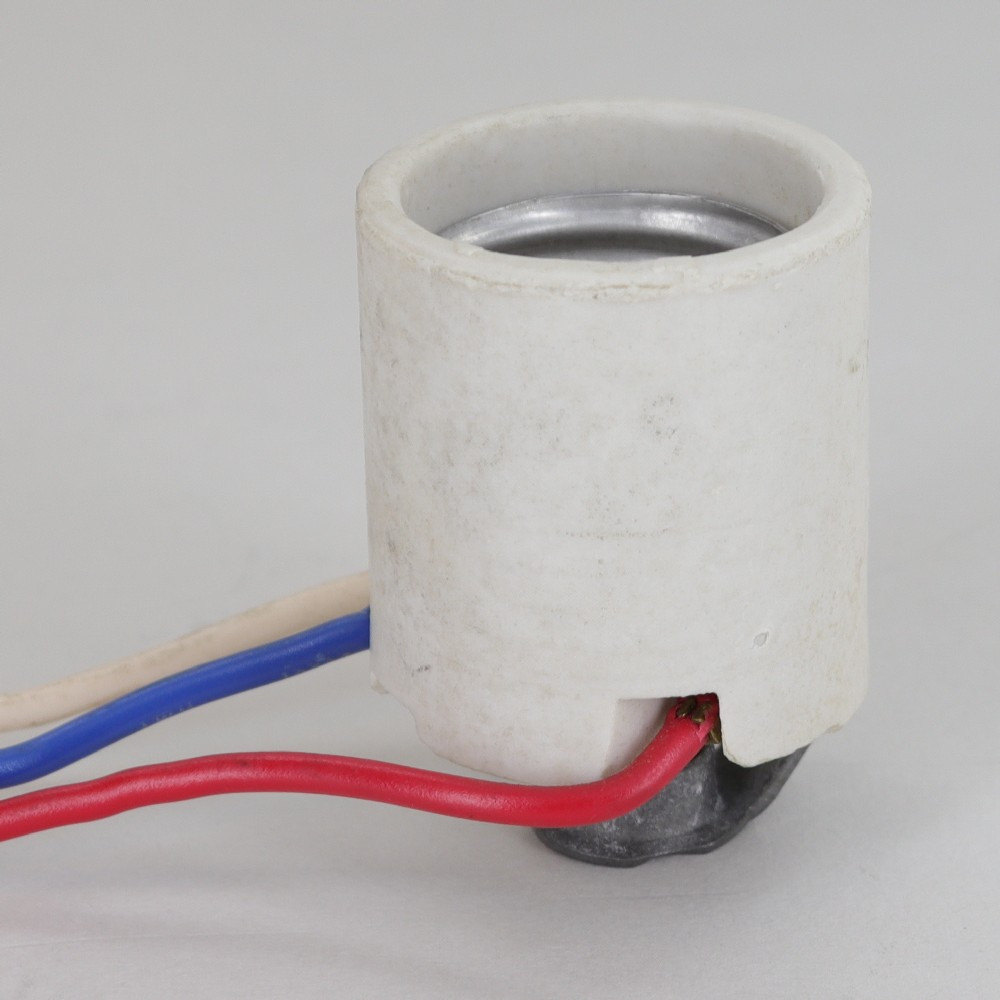 Phenolic Keyless Socket With Side Mount Hickey & 7 Wire Leads - 1/8 IP, E26 Bulb, Black, 47695JB