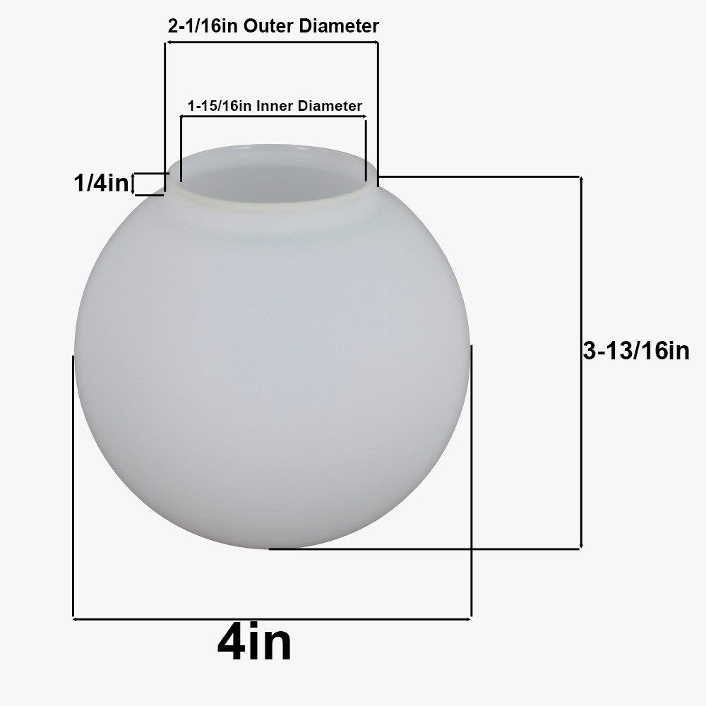4in Diameter Satin Opal Neckless Globe with 2in Hole