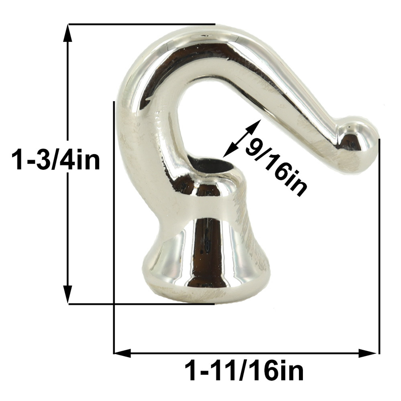 1/8ips - 1-3/4in. Solid Brass Hook - Polished Nickel Finish