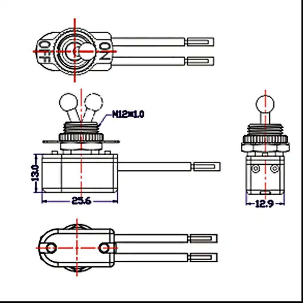 Fixture - Toggle - On-Off - Ball Knob Switch with 18/1 AWM Wire