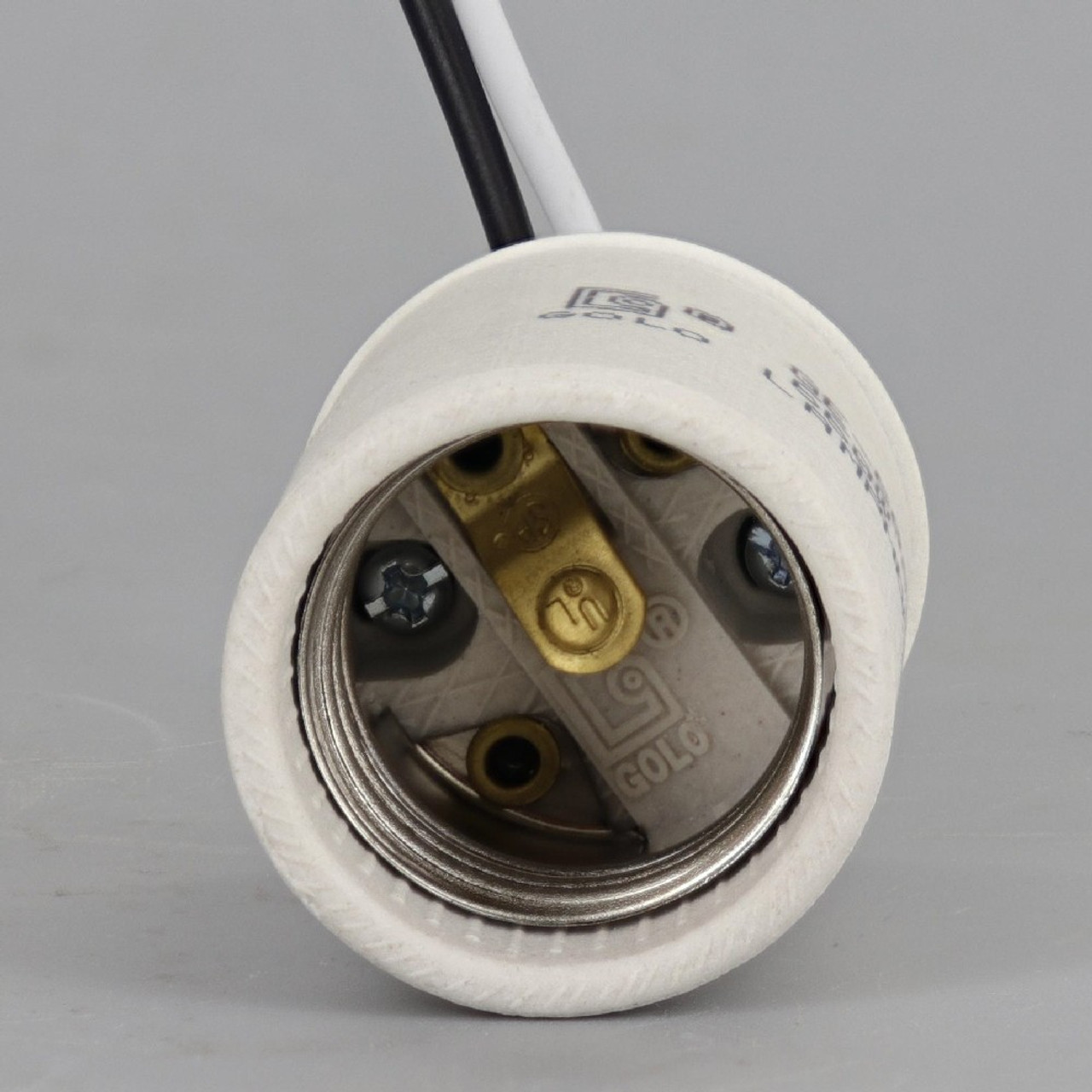 E-26 Porcelain Pre-Wired Lamp Socket With Low Profile 1/8ips