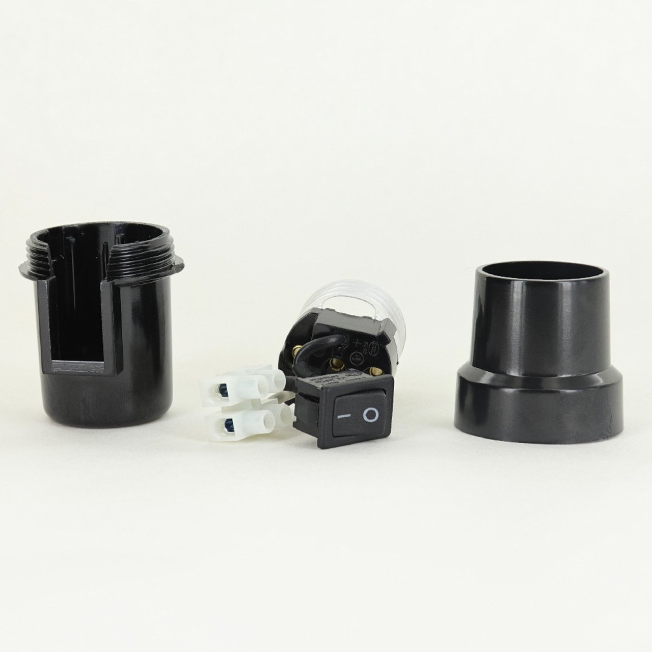 E26 Black Phenolic On-Off Rocker Switch Lamp Socket with 1/8ips