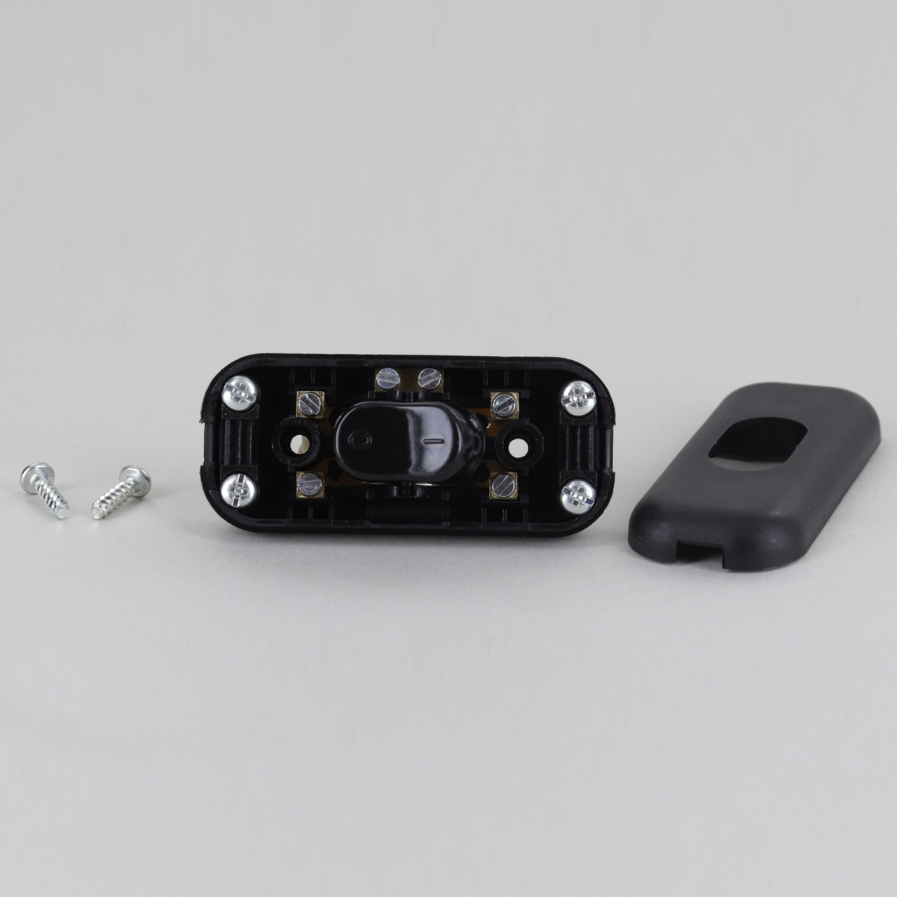 Black In-Line Double Pole Rocker Switch with Screw Terminal
