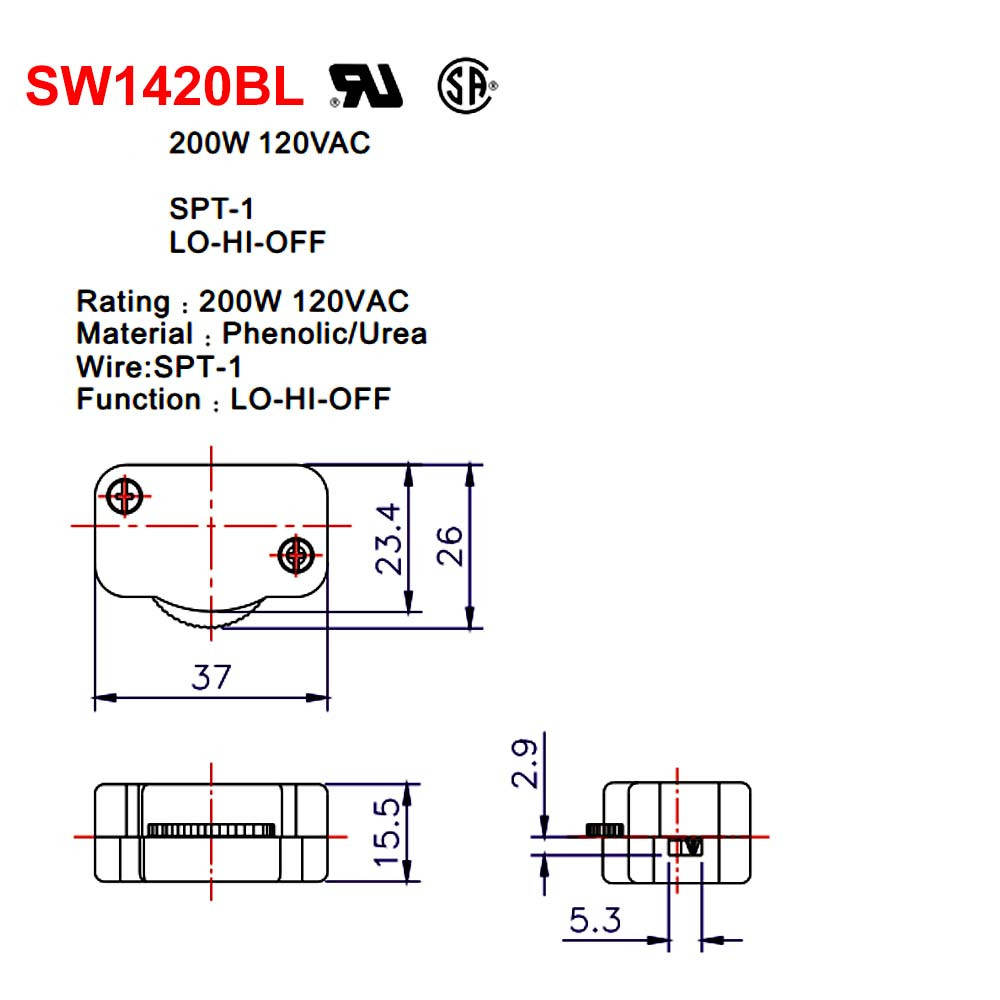 In-Line - Rotary - Hi-Low-Off - Single Pole Feed-Through