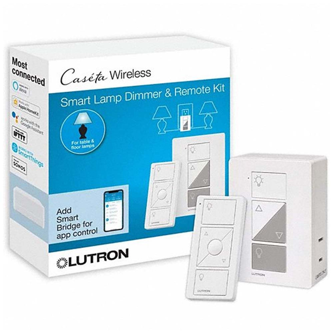 Caseta Plug-in Lamp Dimmer with Pico Remote Control Kit by Lutron |  P-PKG1P-WH | LUT206187