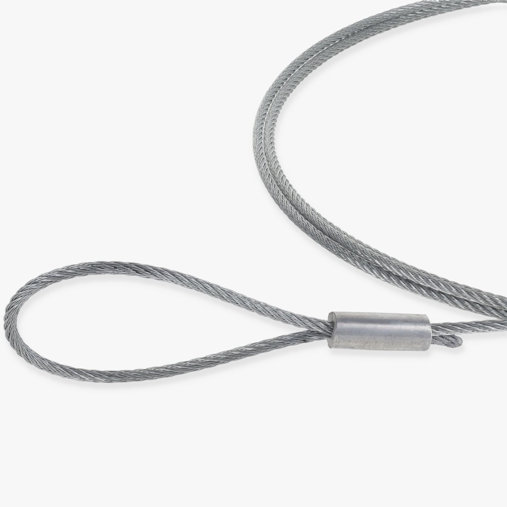 15ft Long - 1/16in Diameter Steel Cable with Loop Ferrule