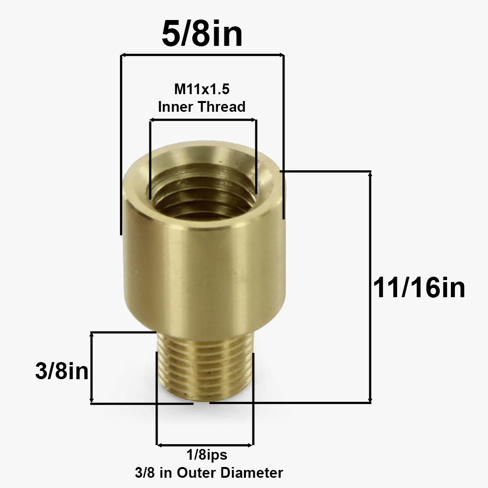 1/8ips Male X M11x1.5 Female Straight Nozzle - Unfinished Brass