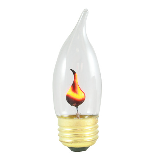 3W Clear E-26 Base Flicker Flame Tip Bulb - Main Image