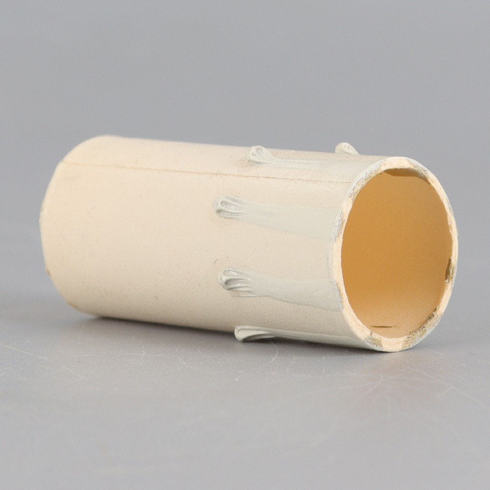 Cream Fiber Drip Candelabra Base Candle Covers - Set Of Six 6 Inch Socket Sleeves