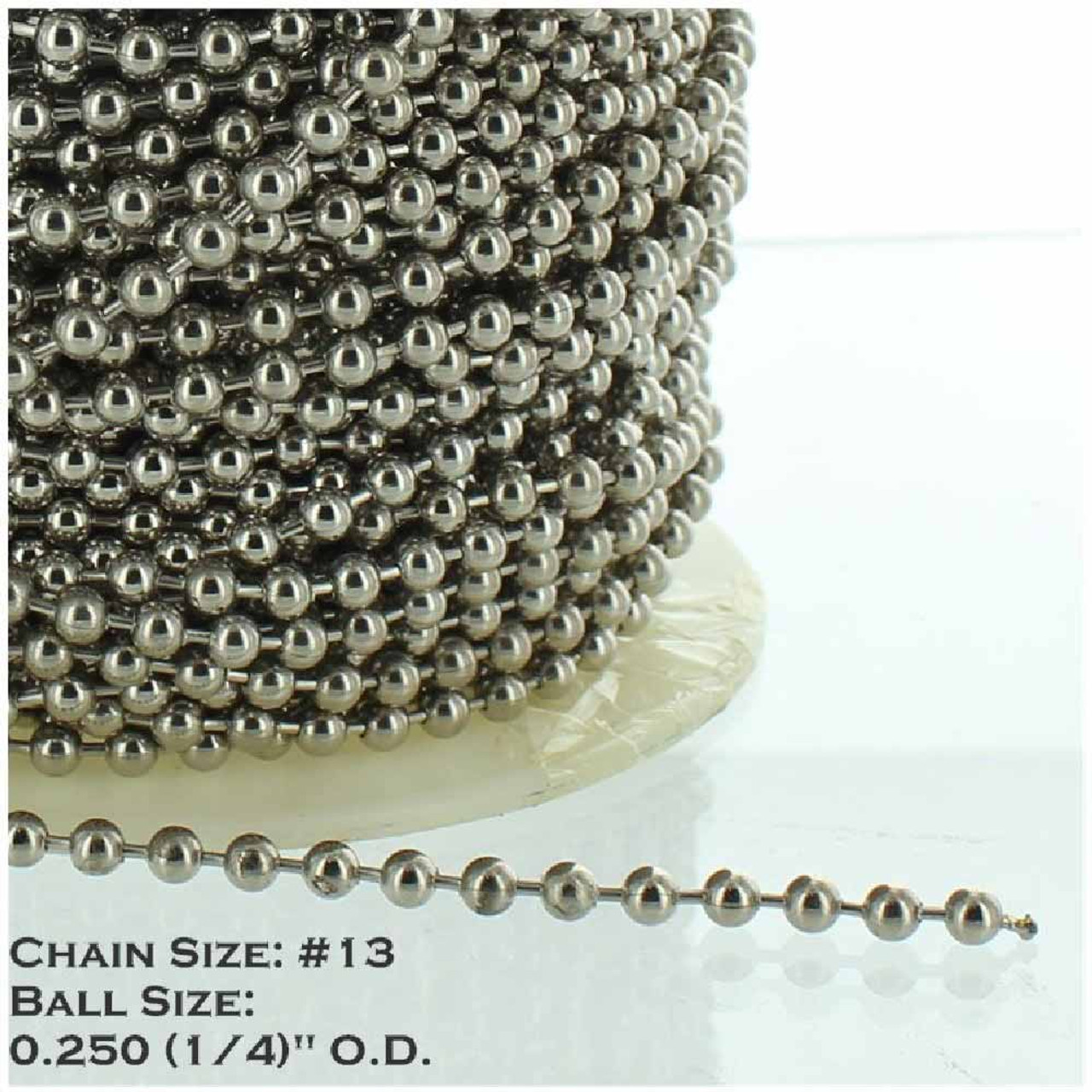 #13 Steel 1/4in. Thick Beaded Chain - Nickel Plated