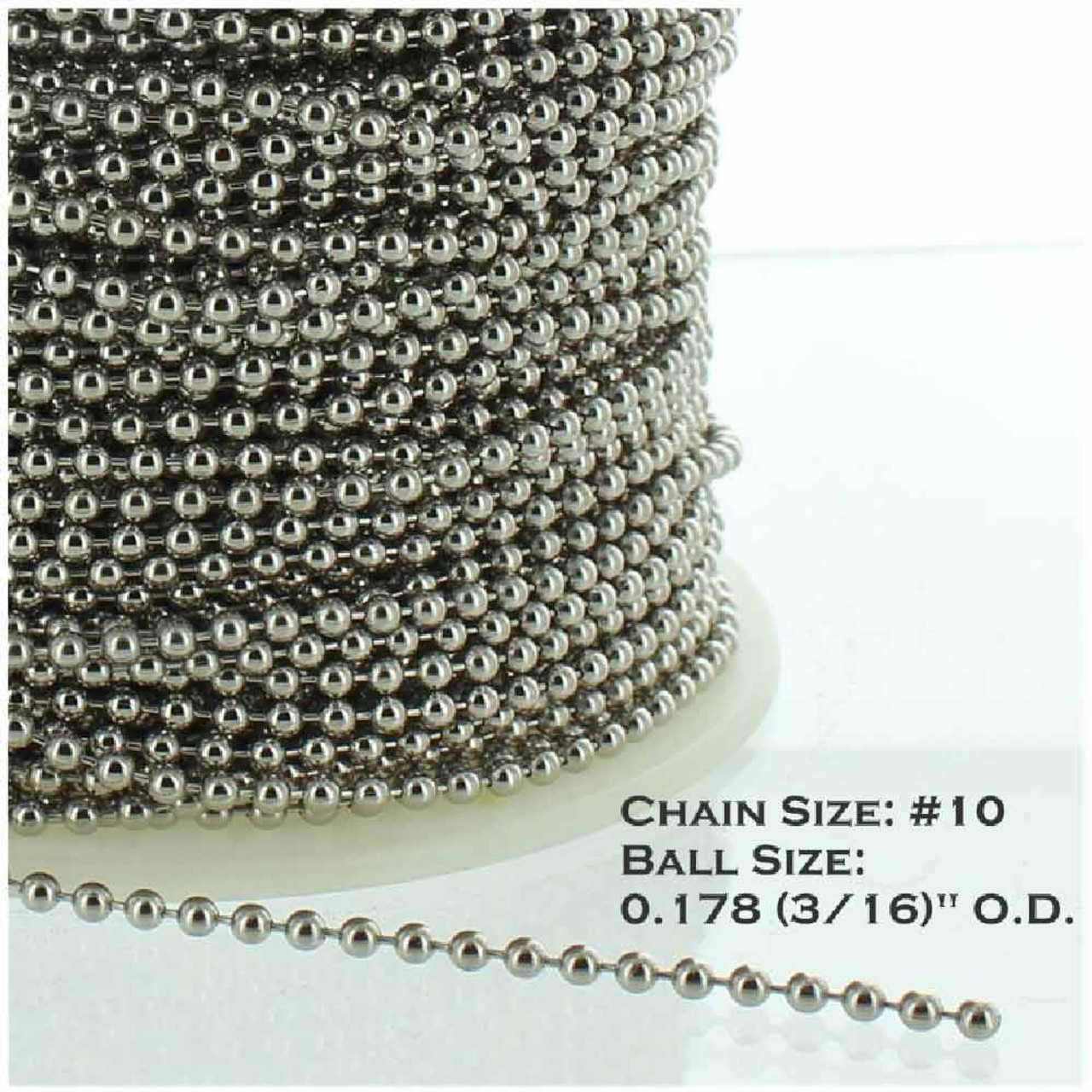 #10 Steel 3/16in. Thick Beaded Chain - Nickel Plated