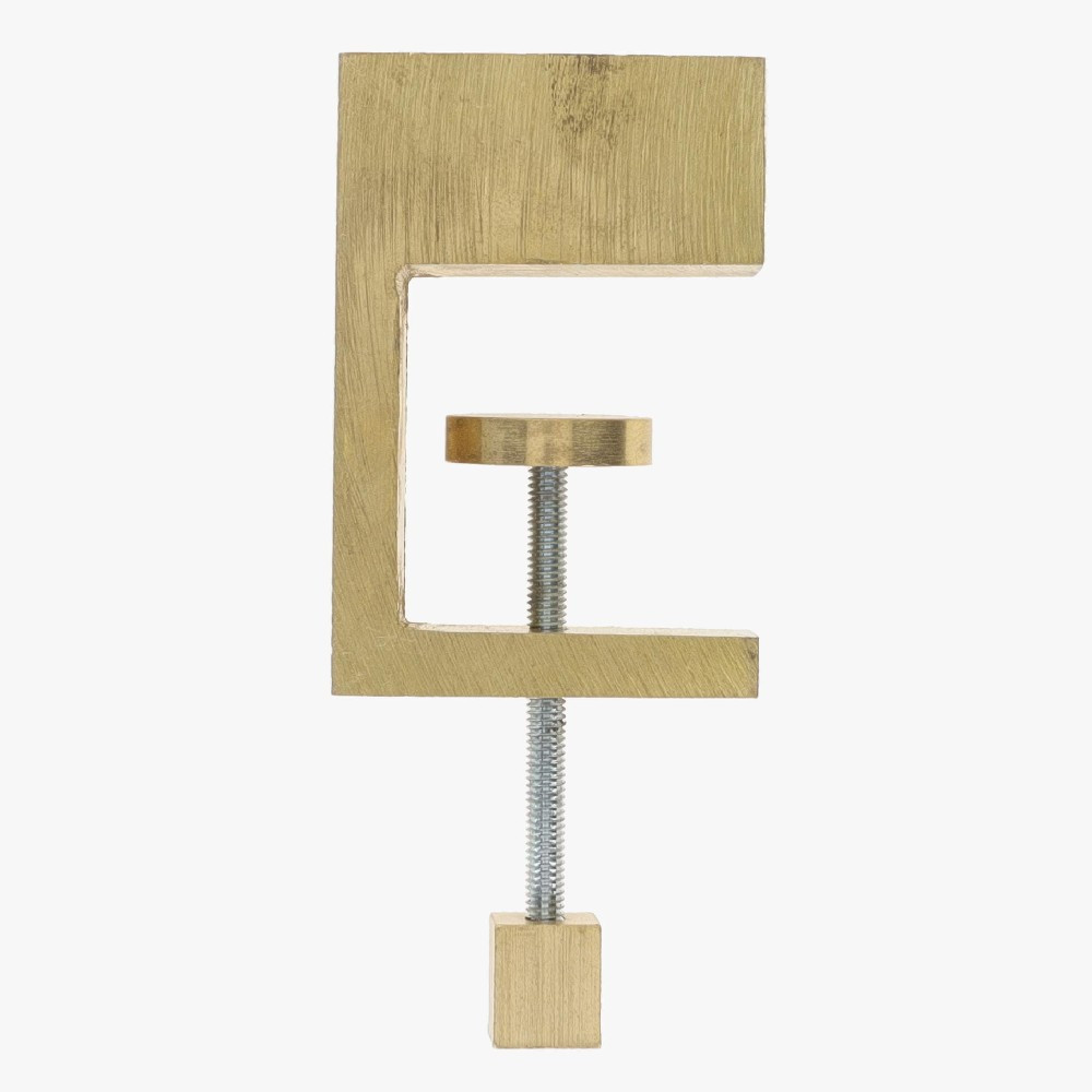 Unfinished Brass Book Shelf Clamp with Square Knob