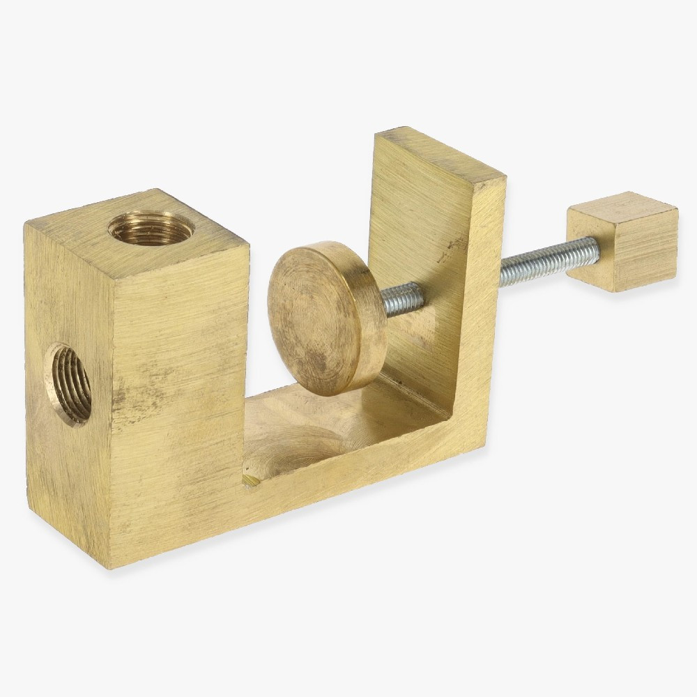 Unfinished Brass Book Shelf Clamp with Square Knob