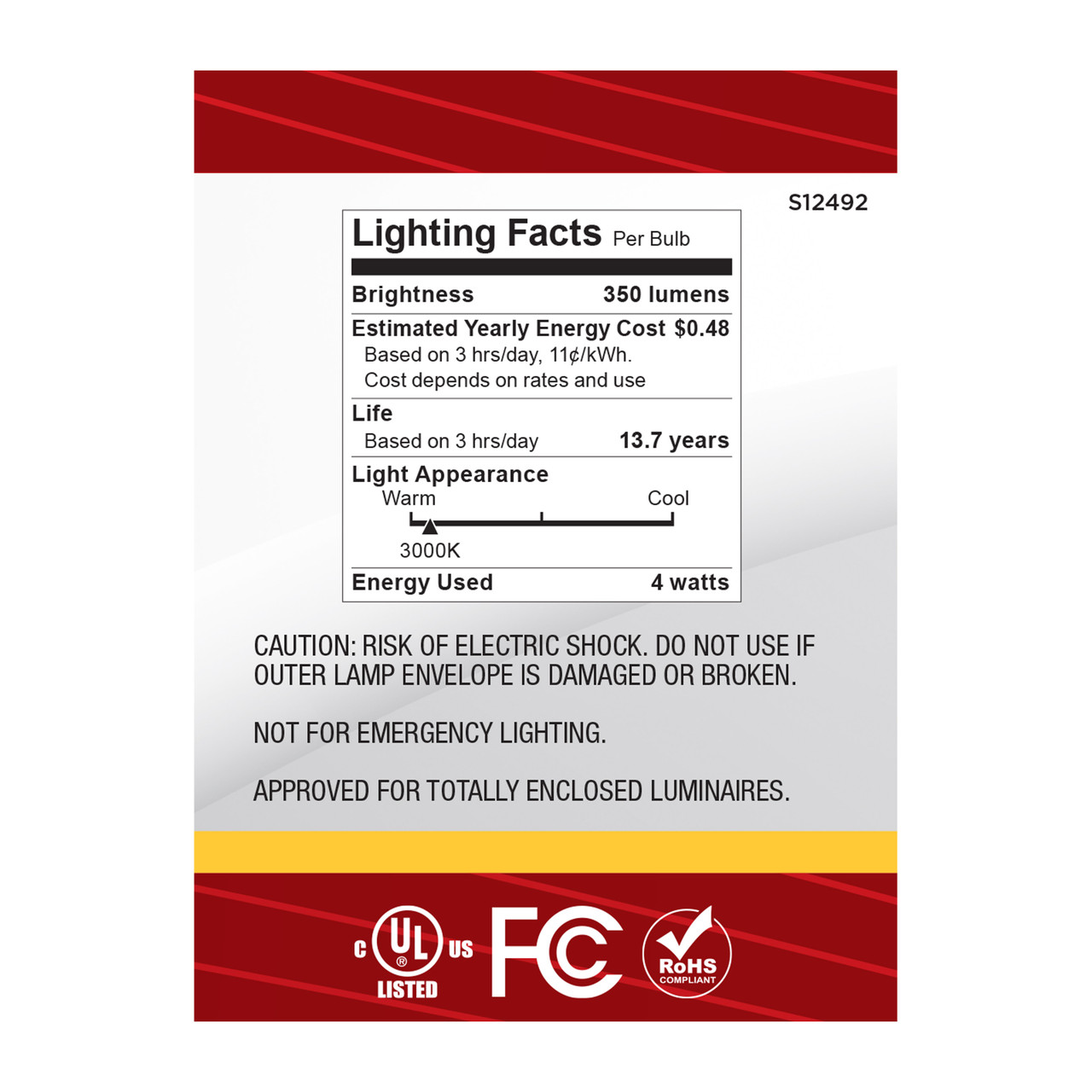 4 Watt B11 LED - Candelabra Base - Clear - 3000K CCT - 120 Volt
