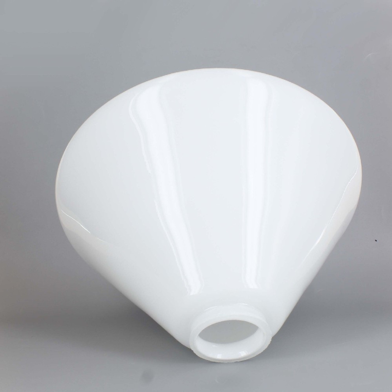 9-3/4in Diameter White Cased Glass Cone Shade with 2-1/4in Fitter.