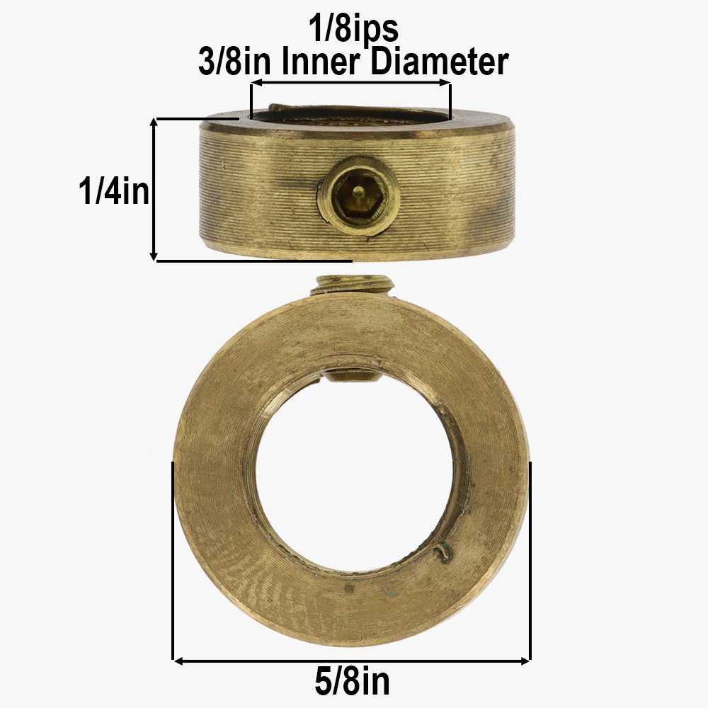 1/8ips - 5/8in Diameter X 1/4in H - Smooth Brass Nut with Locking