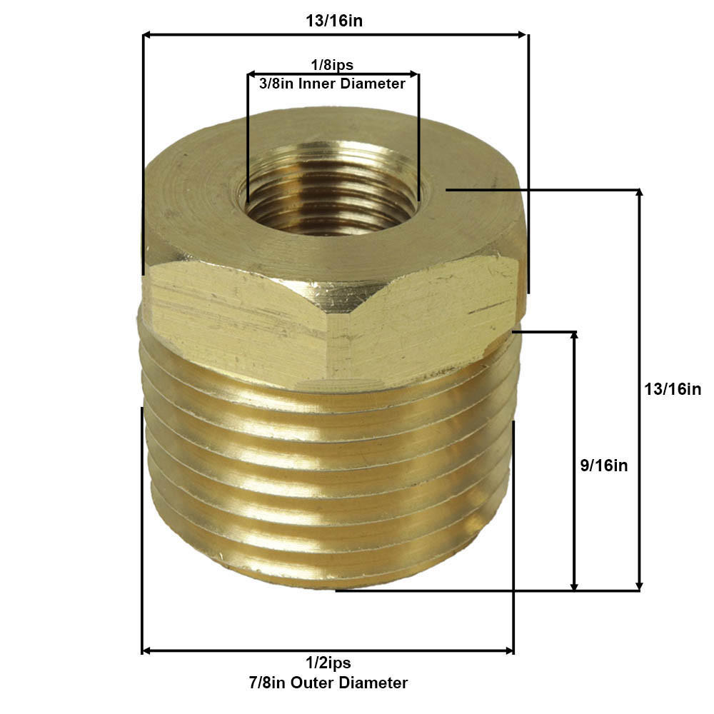 1/8ips Female X 1/2 NPT Male Threaded Hex Head Reducer