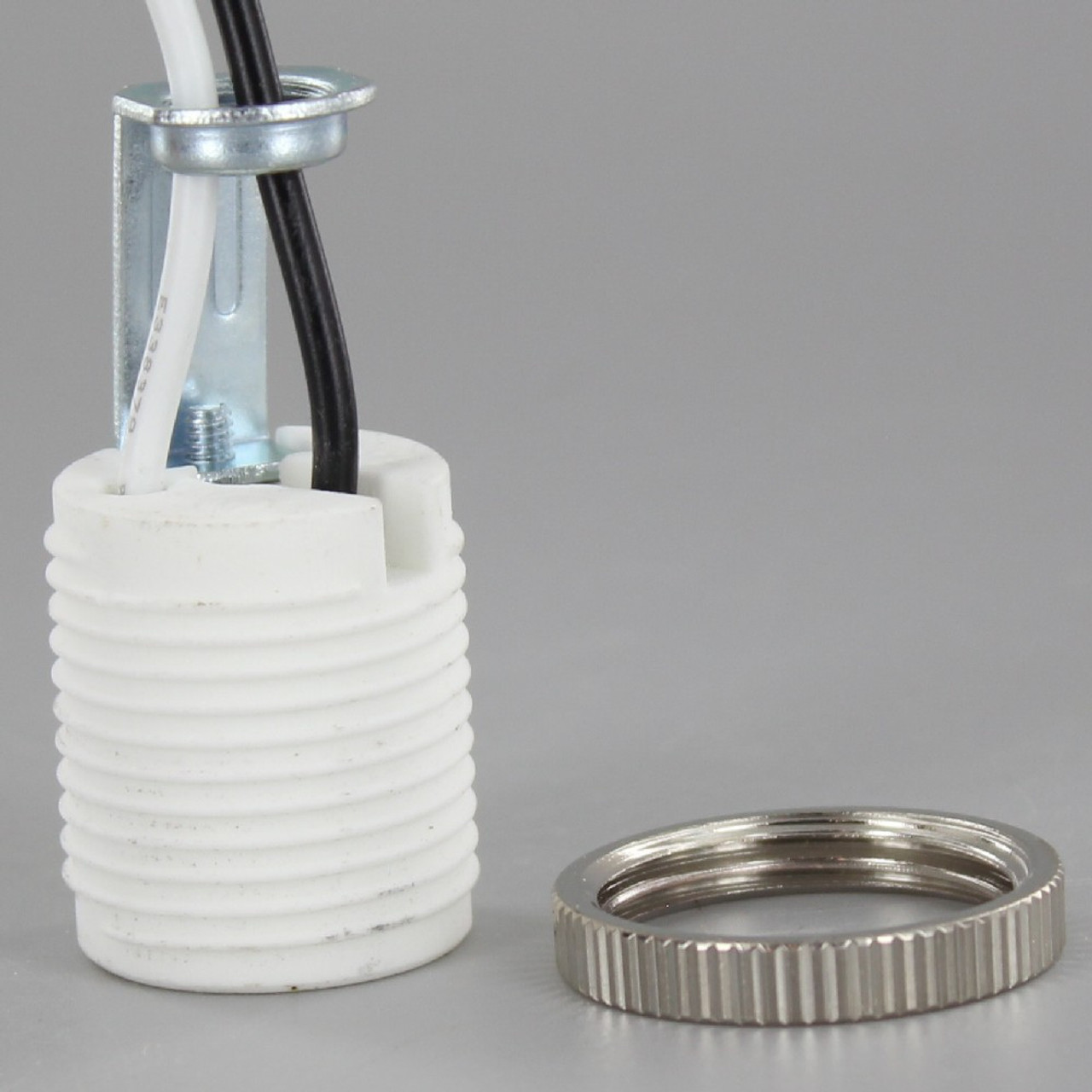 E-12 Threaded Porcelain Socket With 18 Inch 105deg 18awg
