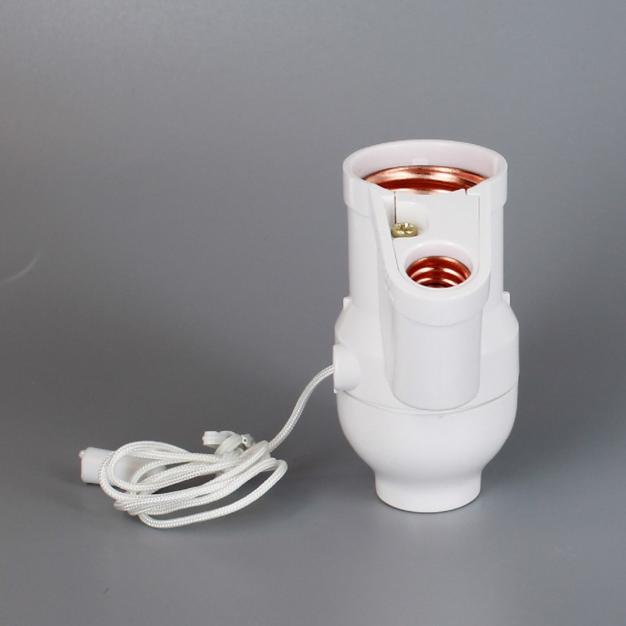 White E-26 Pull Cord Lamp Socket with E-12 Accessory Night Light with  1/8ips. Threaded Cap
