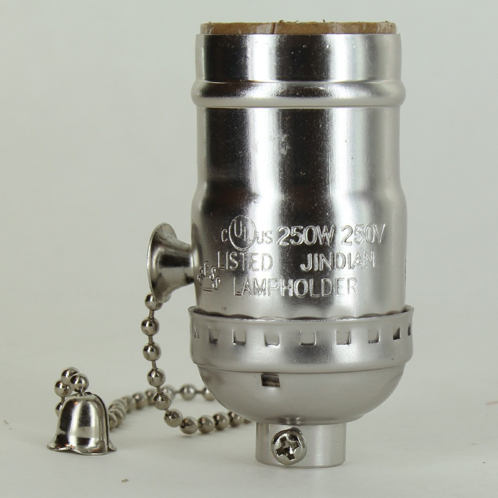 On-Off Pullchain Switch Nickel Plated E-26 Base Lamp Socket with 1/8ips ...