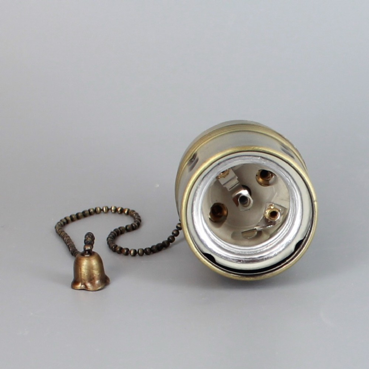 Polished Brass 3-Way Pull-Chain Lamp Socket