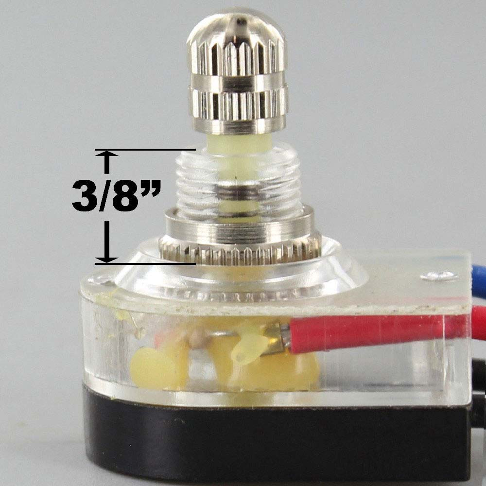 3/8in. Shank On-Off Lighted Rotary Switch with 6in. Wire Leads - Nickel ...