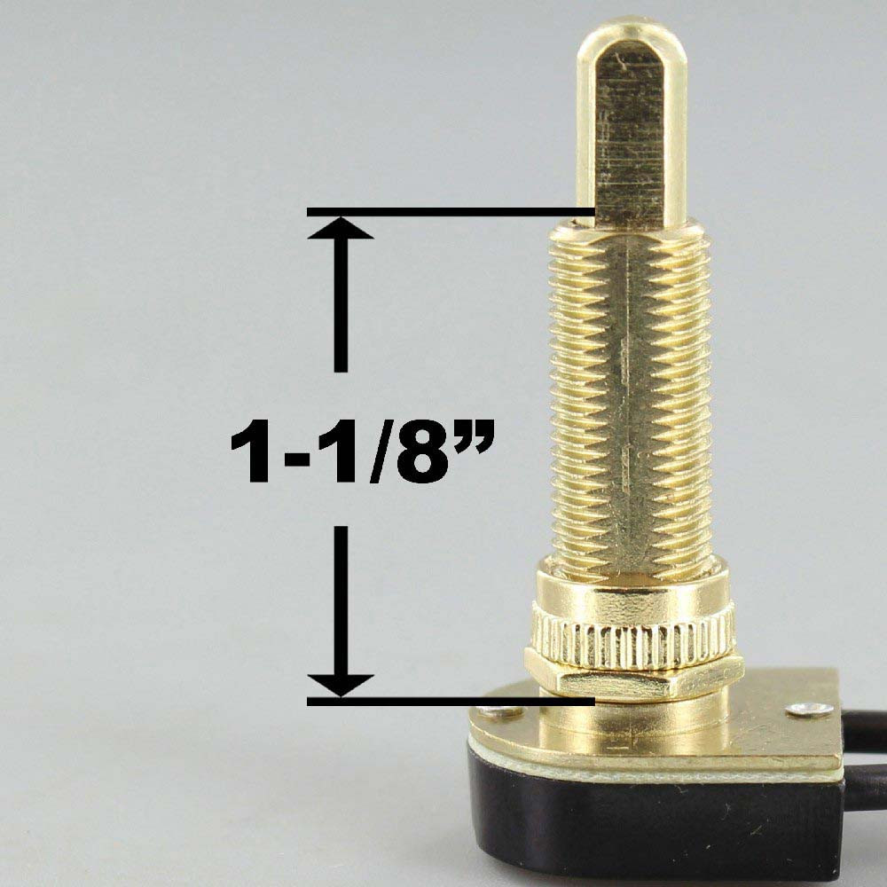 1-1/8in Shank Push Button On/Off Switch - Brass Plated