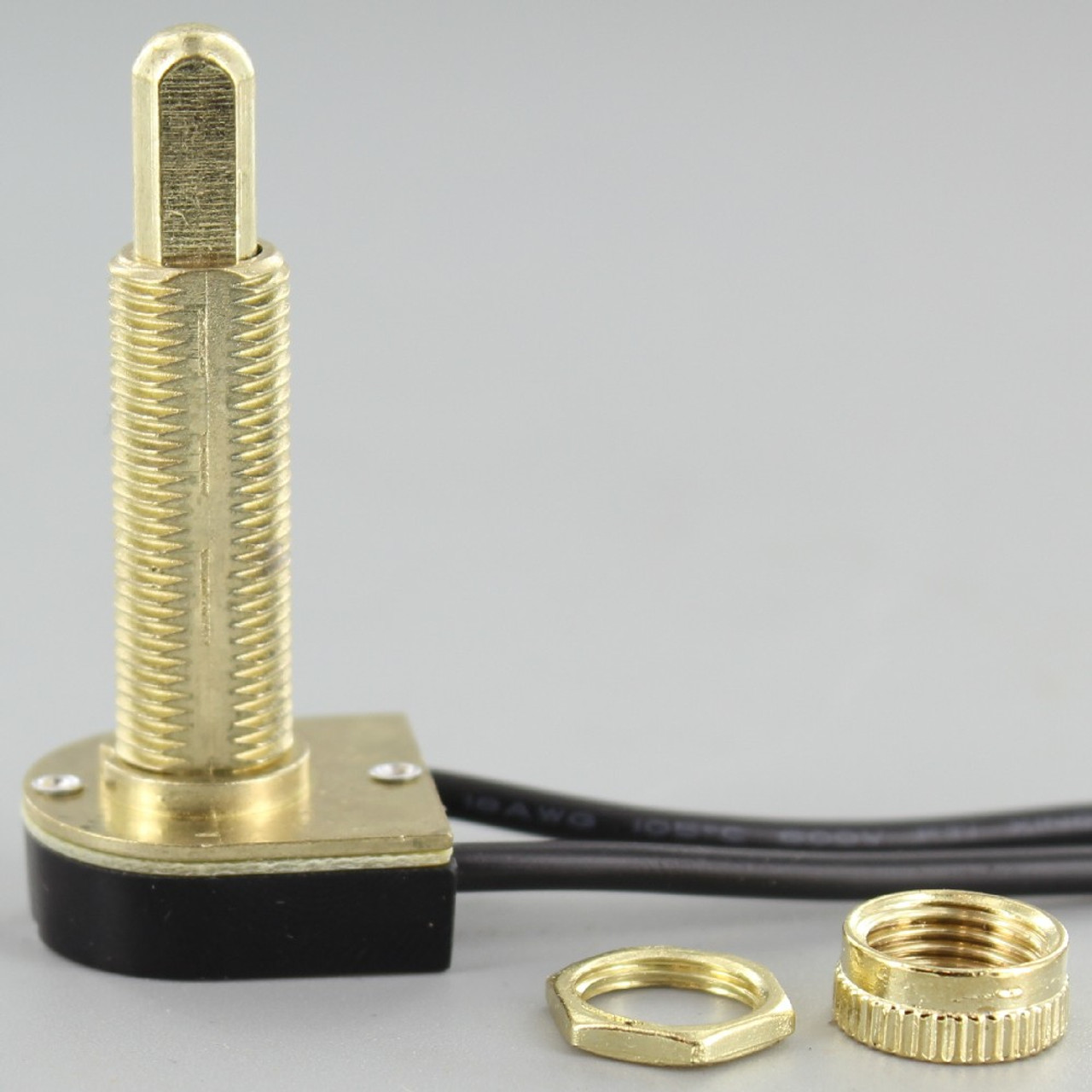 1-1/8in Shank Push Button On/Off Switch - Brass Plated