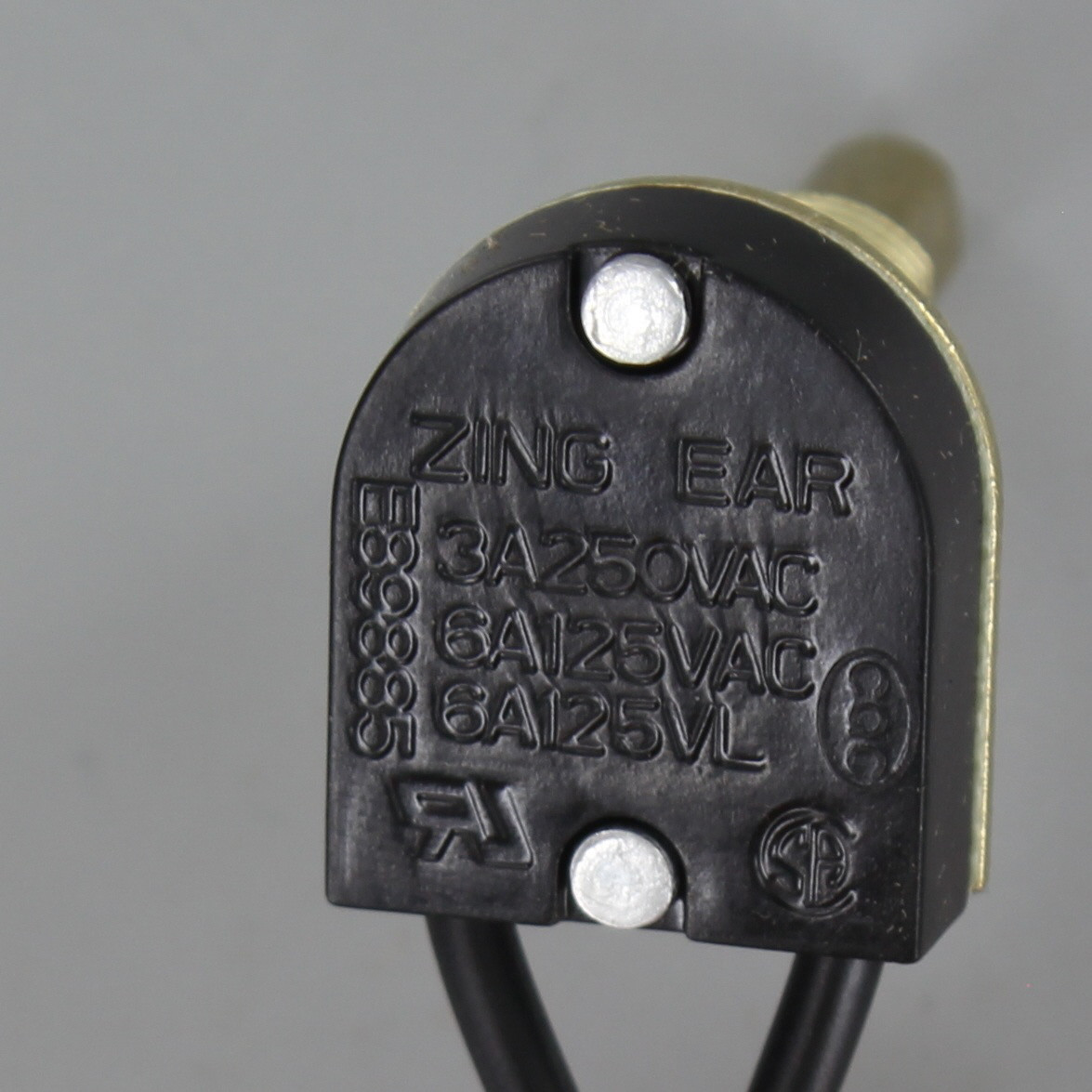 1-1/8in Shank Push Button On/Off Switch - Brass Plated