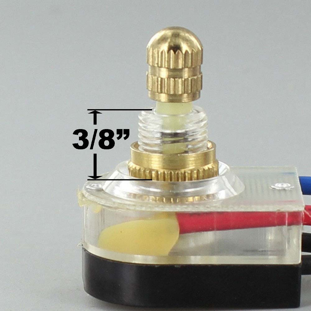 3/8in Shank On-Off Lighted Rotary Switch with 6in. Wire Leads - Brass ...