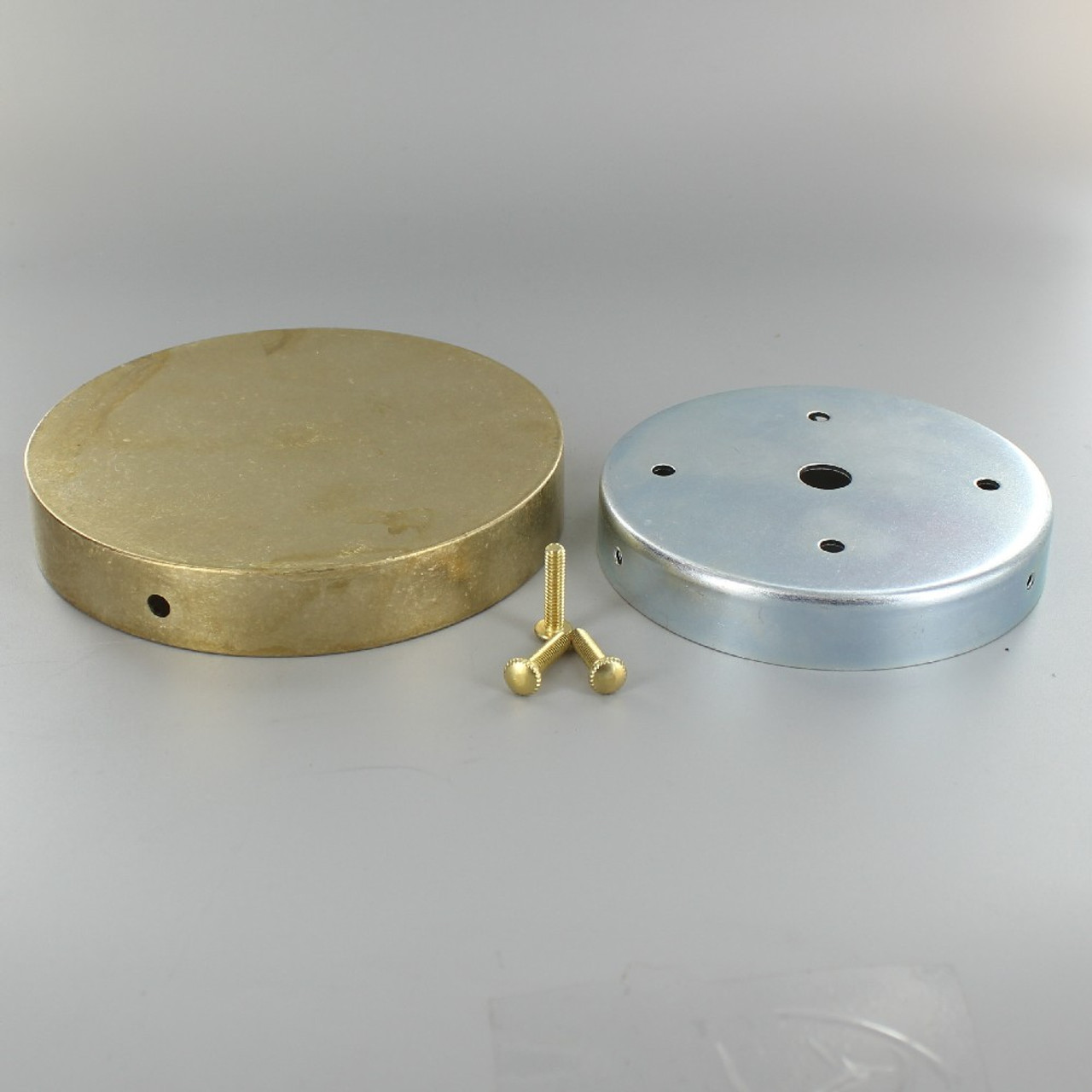 4-3/4in Screw Less Face Mount Cast Brass Round Blank Canopy/Backplate -  Unfinished Brass