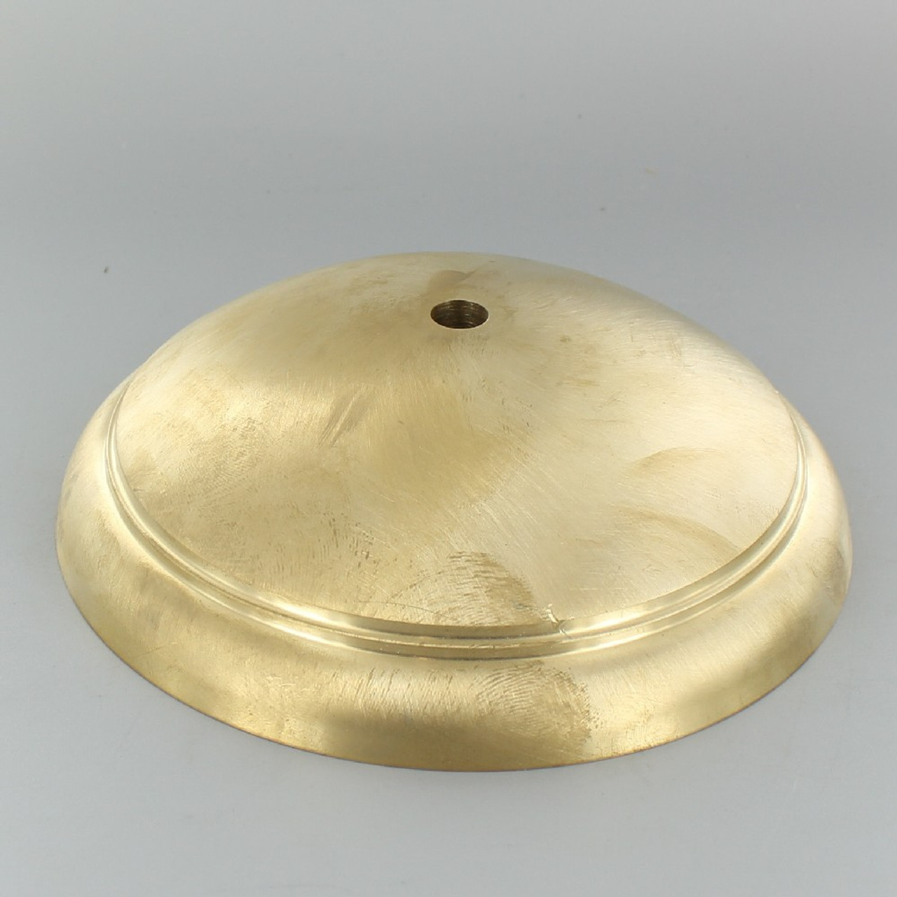 1/8ips Center Hole - Cast Brass Ribbed and Beaded Canopy - Unfinished Brass