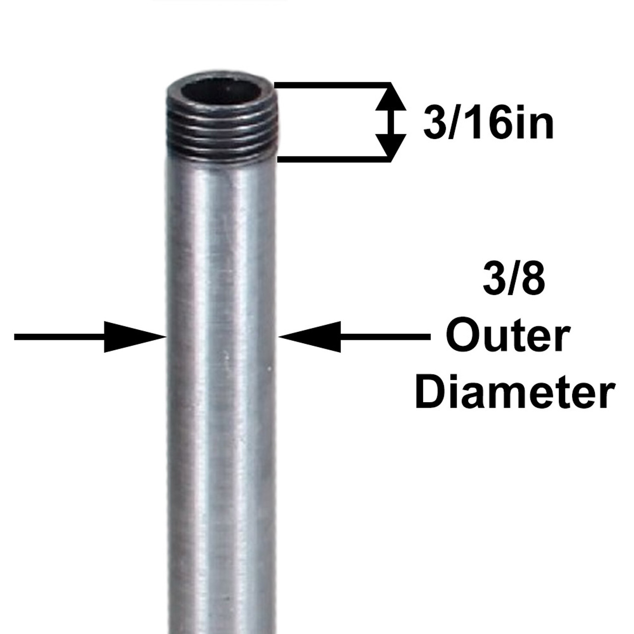 7in Long X 1/8ips (3/8in OD) Male Threaded Unfinished Aluminum Pipe