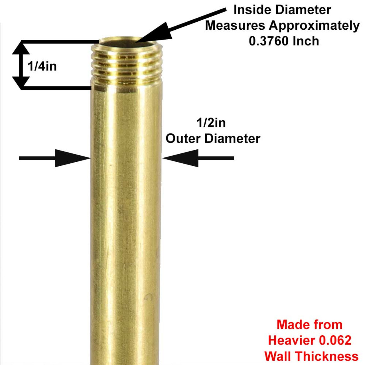 18in Long X 1/4ips Male Threaded Heavy Wall Brass Pipe Threaded 1/4in Long  on Both Ends