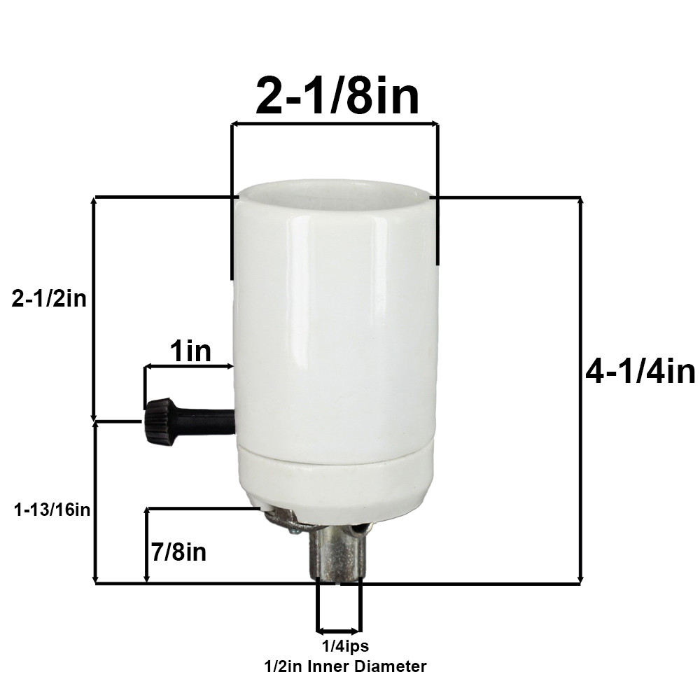 Large E-39 Mogul Base Porcelain 3-Way Socket with Removable Turn