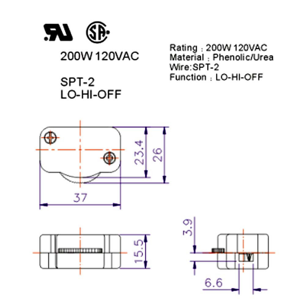 In-Line - Rotary - Hi-Low-Off - Single Pole Feed-Through
