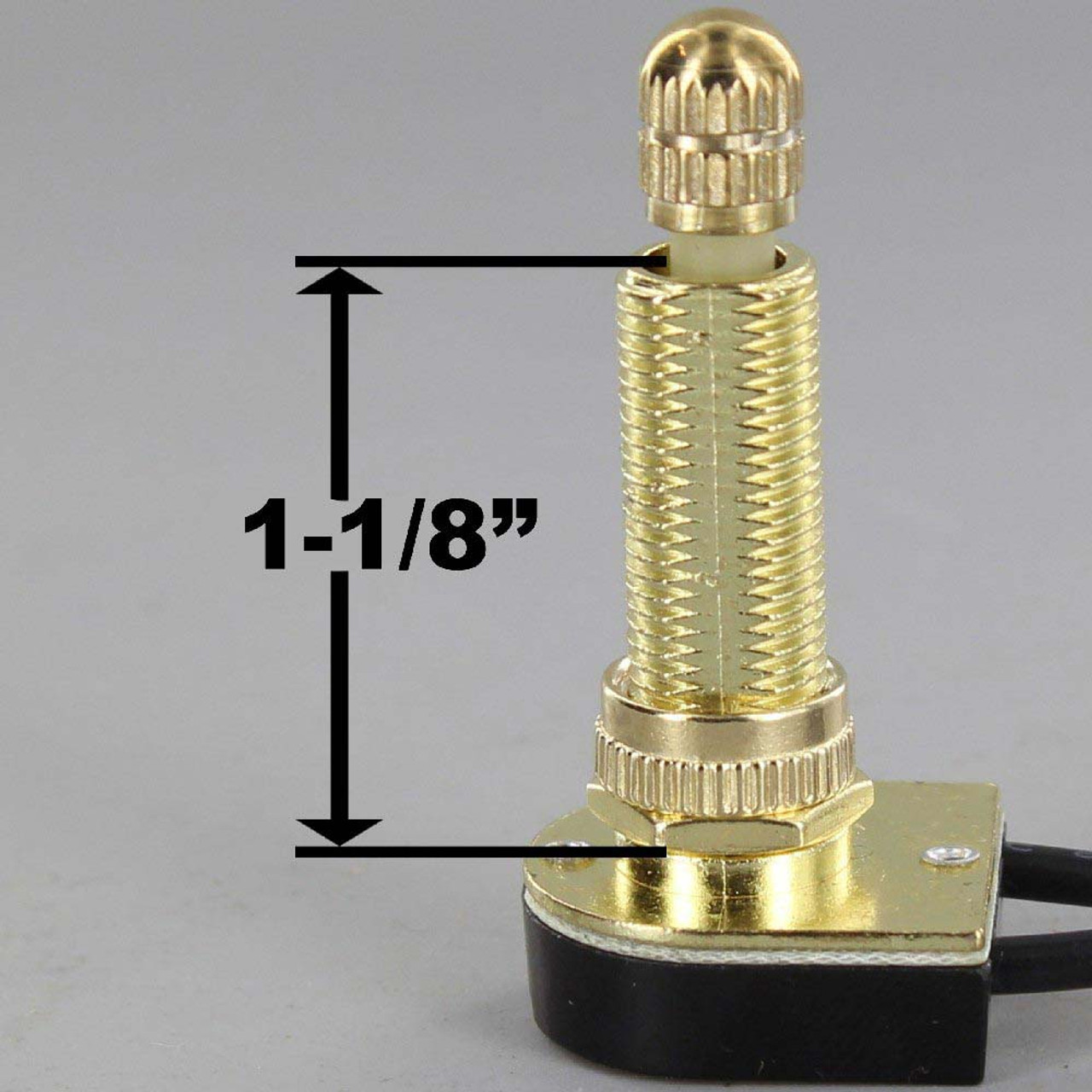 1-1/8in. Shank On-Off Rotary Switch with and 6in. Wire Leads - Brass Plated