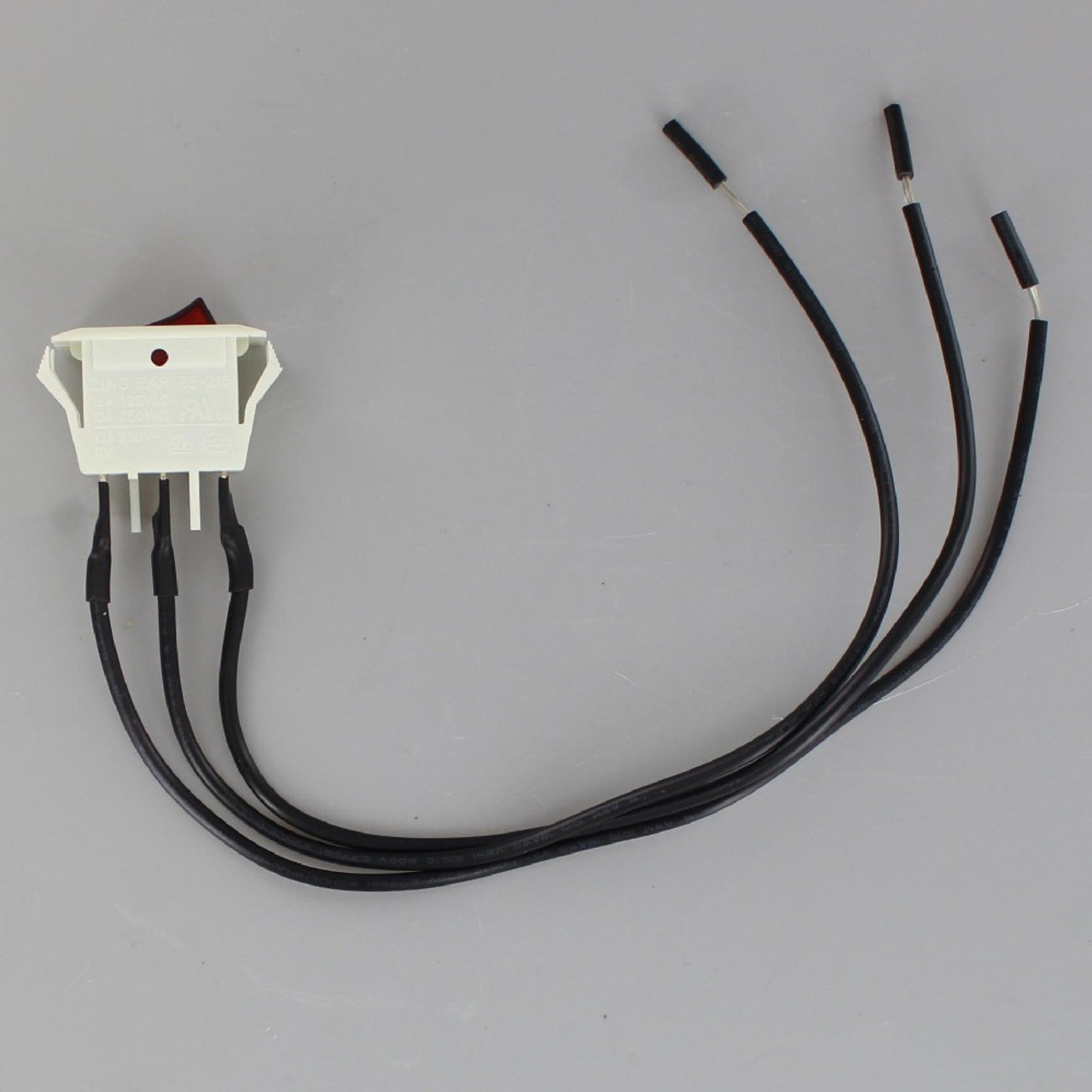 On-Off Snap-In Lighted Rocker Switch with White Dot and 6in Wire 