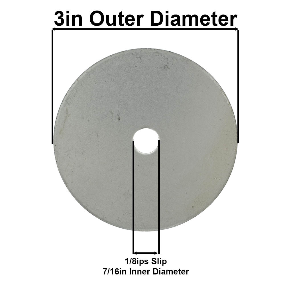 3in. Diameter - Steel Washer - 1/8ips. Slip Center Hole