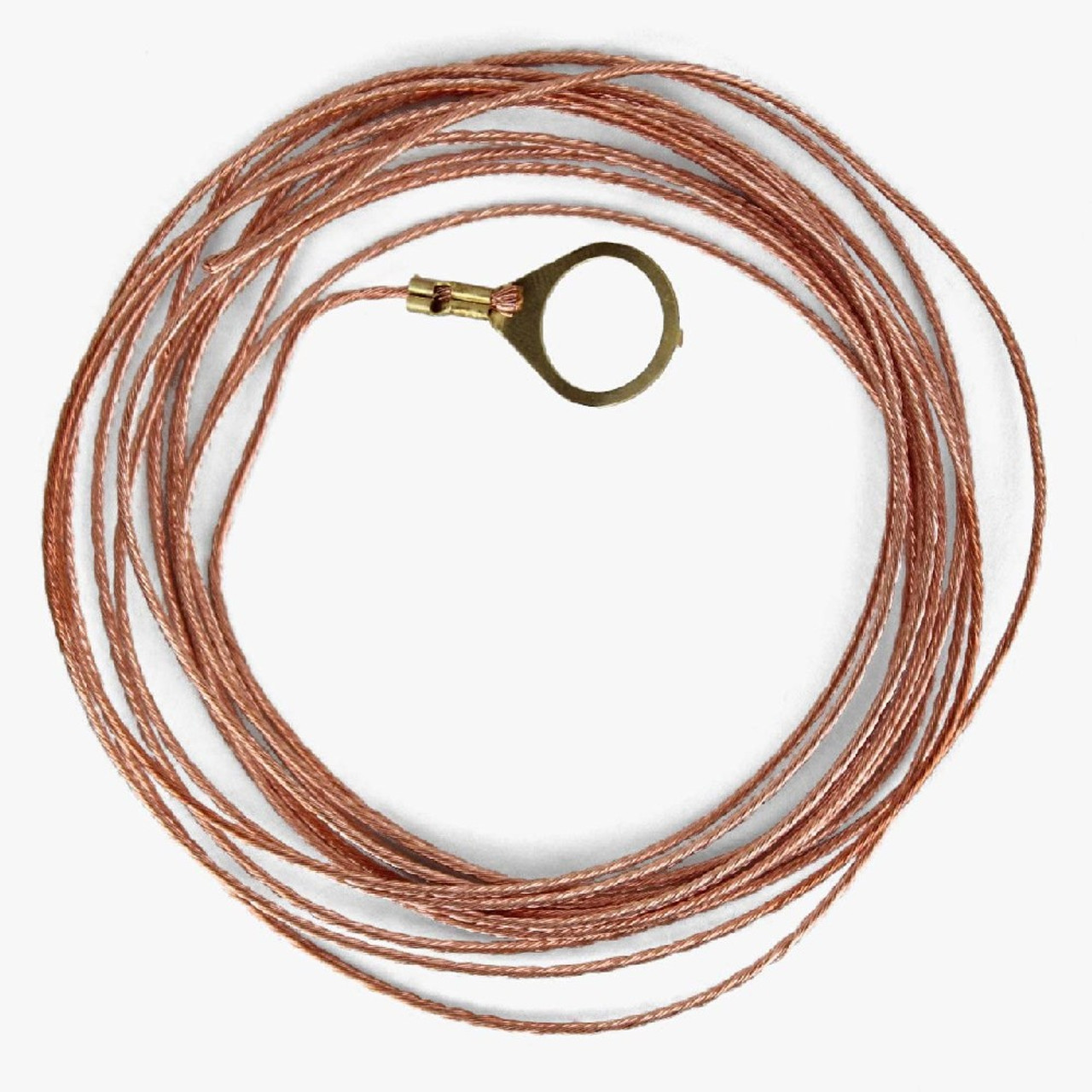 10ft Long Bare Copper Grounding Strap Wire with 1/4ips Slip Lug