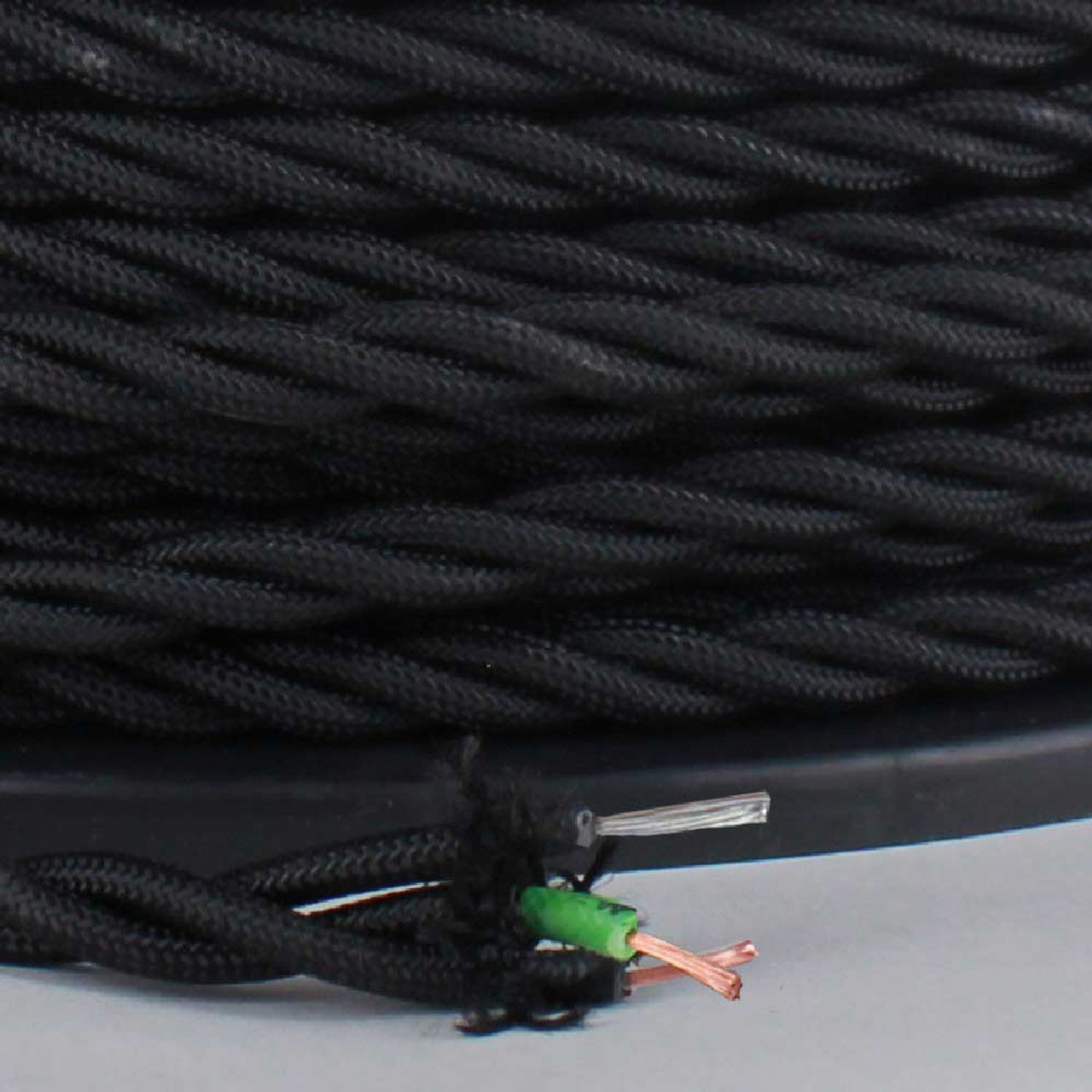 18/3 AWG - Black Twisted Fabric Cloth Covered Lamp Wire