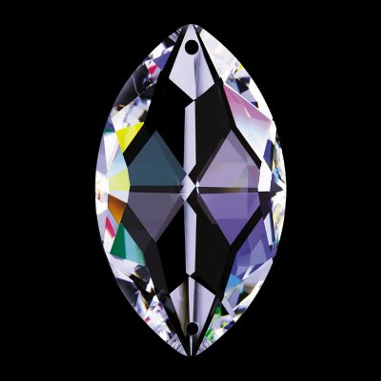 38mm. Strass Crystal Pear Shape with 2 Pin Holes