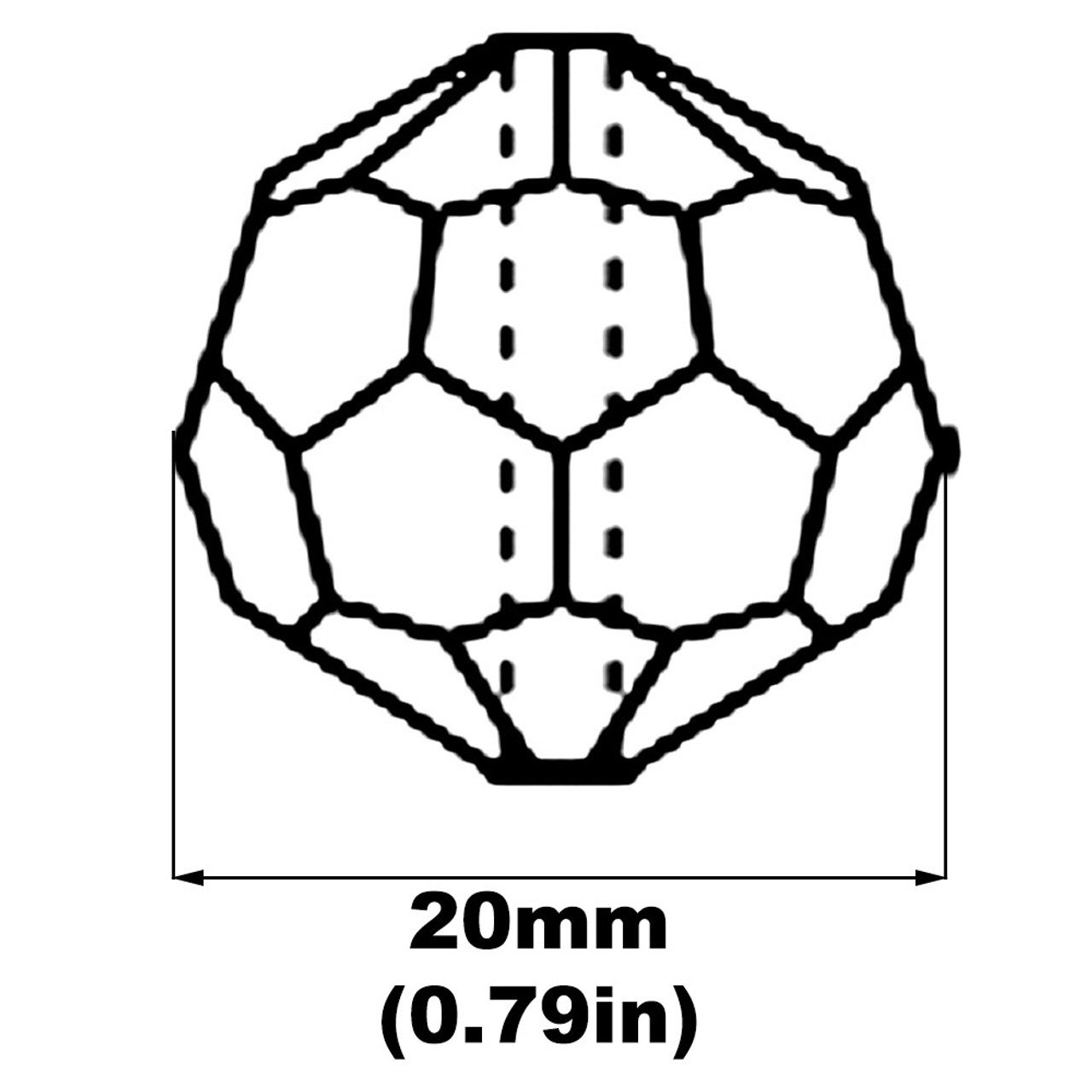 20mm. (13/16in) Swarovski Faceted Bead Crystal Ball with